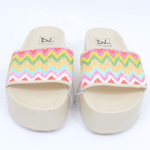 Dirty Laundry Women's 8.5 Colorful Chevron Slide Footbed Platform Sandals NEW - Picture 3 of 9